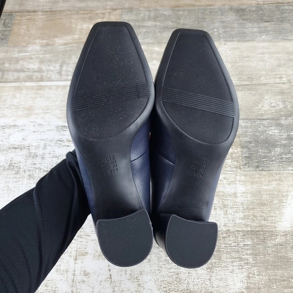 Naturalizer Warner Womens Pump Sz 9 W Comfort French Navy Square Toe Block Heel